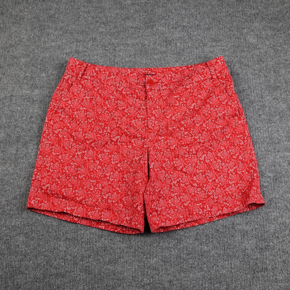 Chaps‎ Shorts Womens 10 Red Floral Print Slant Pockets Zip Button Summer Casual